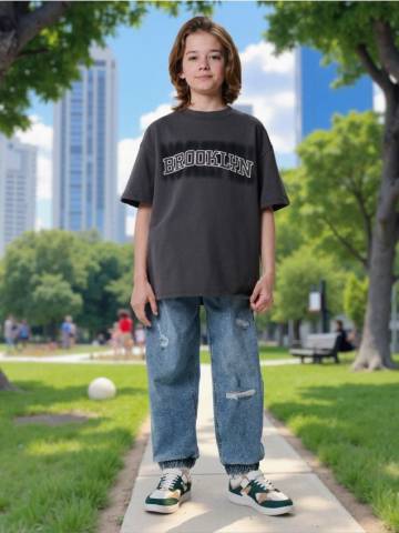 Джинсові штани карго-джогери - синій