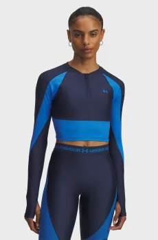 Женский темно-синий лонгслив UA HG Rib 1/4 Zip Синий M Under Armour 6003981-403