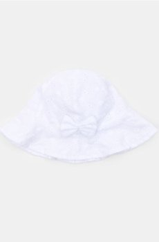 Капелюх з ажурною вишивкою та 3D бантом - білий