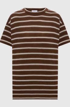 Коричневая футболка из шерсти и кашемира в полоску