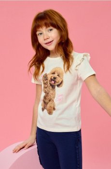 Бавовняна футболка з принтом - різнобарвний