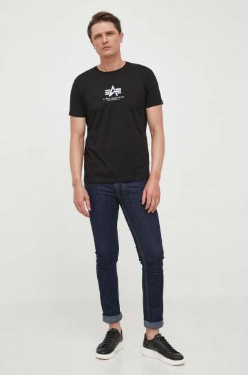 Хлопковая футболка Alpha Industries цвет чёрный с принтом 118533.03-Black Хлопковая футболка Alpha Industries цвет чёрный с принтом 118533.03-Black