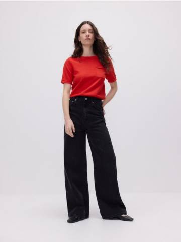 Reserved - Трикотажная блузка с карманом - червоний - YT307-33X