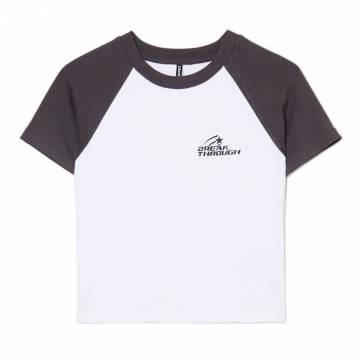 Cropp - Двокольорова футболка - білий Cropp - Двокольорова футболка - білий