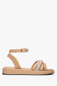 Сандалі Ankle strap шкіряні бежеві  Estro ER00113124