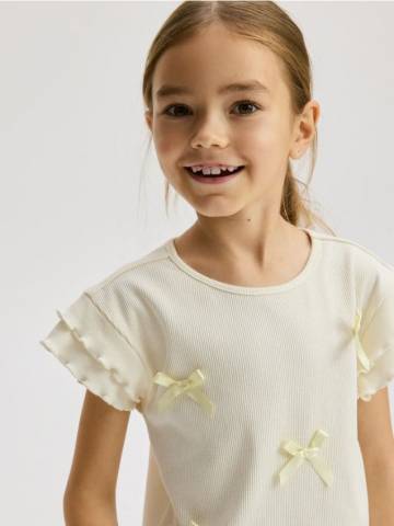 Reserved - Блузка з бантиками - світло-жовтий - 853GB-10X