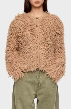 Женский бежевый шерстяной кардиган Бежевый XS-S Bimba Y Lola 252BR7308.10630