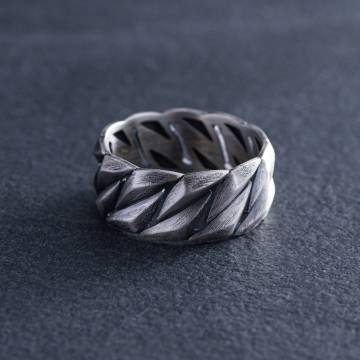 Серебряное кольцо "Кубинская цепочка" 112685 Серебряное кольцо "Кубинская цепочка" 112685