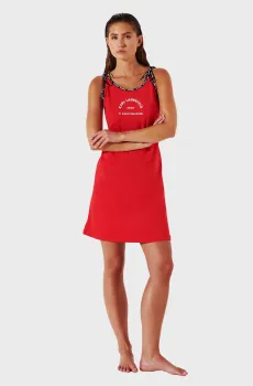 Женская красная туника LOGO SHORT BEACH DRESS Красный M Karl Lagerfeld 241W2224