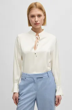 Женская белая шелковая блуза Белый 34 BOSS 50538492;118