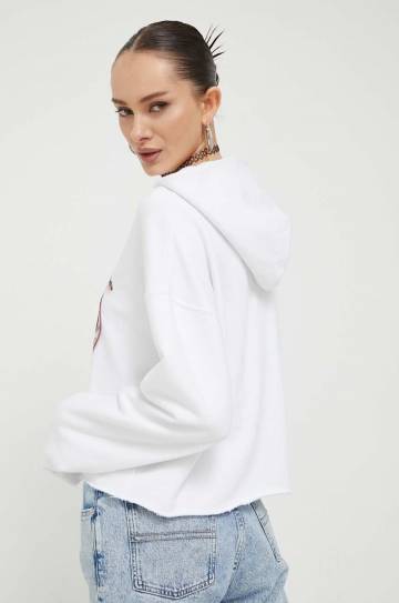 Кофта Guess Originals женская цвет белый с капюшоном с принтом Кофта Guess Originals женская цвет белый с капюшоном с принтом