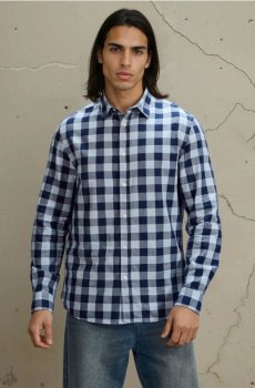 Бавовняна картата сорочка - light blue