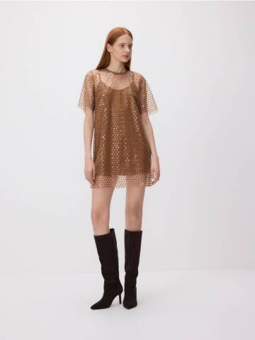 Reserved - Міні-сукня з блискітками - коричневий - XV492-88X Reserved - Міні-сукня з блискітками - коричневий - XV492-88X