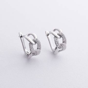 Серебряные серьги "Цепочка" с фанитами 902-00538 Серебряные серьги "Цепочка" с фанитами 902-00538