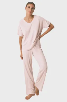 Женская пудровая пижама (футболка, брюки) Розовый M womensecret 4752533