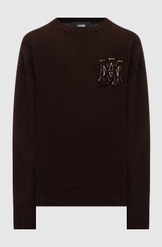 Коричневый свитер из шерсти с логотипом