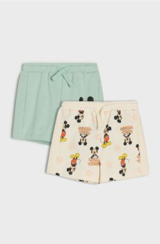 Бавовняні шорти з принтом, 2 в упаковці Mickey Mouse - ментолово-зелений