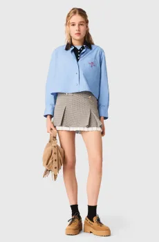 Женская серая юбка с узором Серый 34 MAJE MFPJU01577_Brown checks