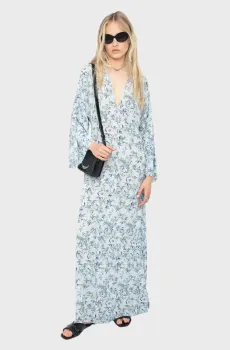 Женское голубое платье с узором Rasato Голубой S ZADIG&VOLTAIRE WWDR02535_CLOUD