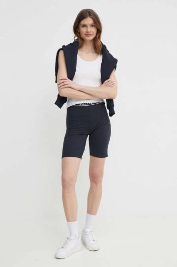 Шорты Tommy Hilfiger женские цвет синий однотонные высокая посадка WW0WW41496 Шорты Tommy Hilfiger женские цвет синий однотонные высокая посадка WW0WW41496