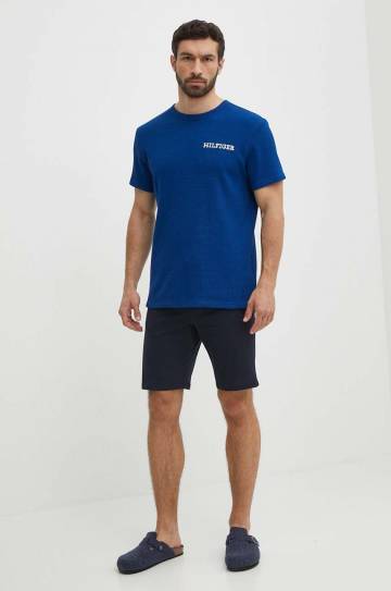 Хлопковая футболка lounge Tommy Hilfiger цвет синий однотонный Хлопковая футболка lounge Tommy Hilfiger цвет синий однотонный