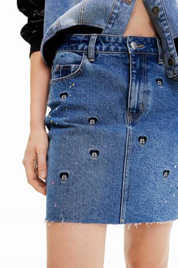 Джинсовая юбка Desigual mini прямая Джинсовая юбка Desigual mini прямая