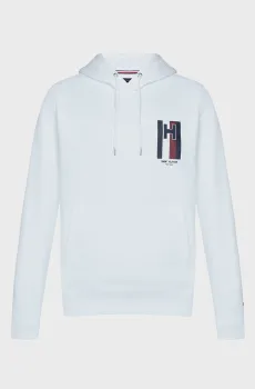 Мужское белое худи H EMBLEM Белый L Tommy Hilfiger MW0MW33665