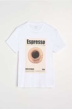 Бавовняна футболка з принтом Espresso - білий