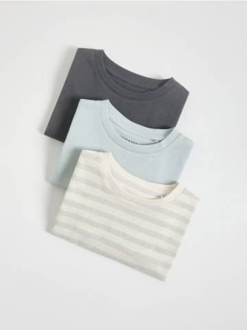 Reserved - Бавовняна кофта з довгим рукавом, набір з 3 - кремовий - 080FI-01X