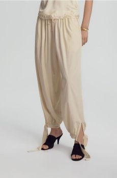 Reserved - Штани із зав’язками на штанинах - кремовий - 164JX-01X