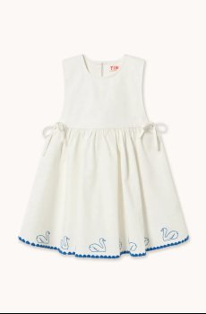 Детское платье с добавлением льна Tinycottons SWANS BOWS DRESS
