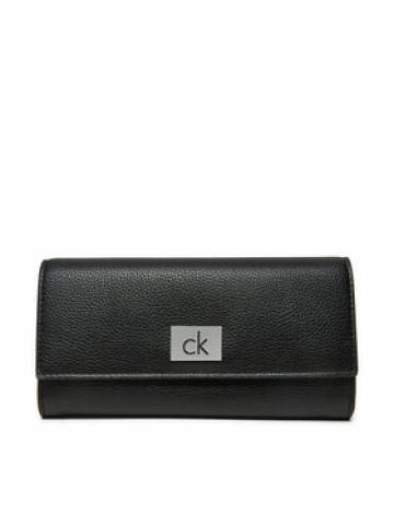Calvin Klein Великий жіночий гаманець Ck Plaque Large Trifold K60K612839 Чорний Calvin Klein Великий жіночий гаманець Ck Plaque Large Trifold K60K612839 Чорний