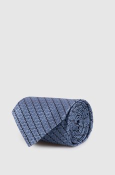 Голубой галстук из шелка в узор