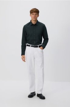 Reserved - Сорочка класичного крою з високим вмістом бавовни - темно-зелений - 413GT-79P