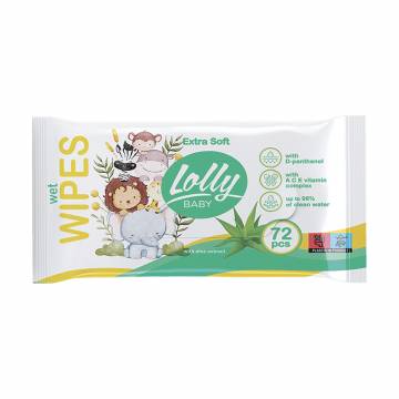 Детские влажные салфетки Lolly Extra Soft, 72 шт Детские влажные салфетки Lolly Extra Soft, 72 шт