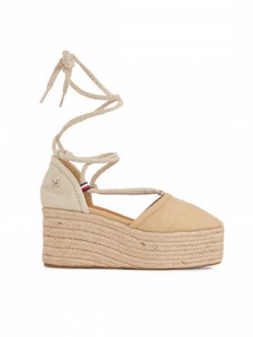 Tommy Hilfiger Еспадрильї Closed Toe Linen Flatform FW0FW07746 Бежевий