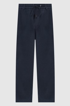 Синие брюки с льном с логотипом