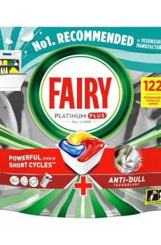 Капсулы для посудомоечной машины Fairy Platinum Plus Все в 1, с ароматом лимона, 122 шт