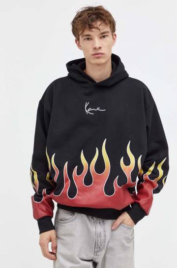 Кофта Karl Kani мужская цвет чёрный с капюшоном узор Кофта Karl Kani мужская цвет чёрный с капюшоном узор