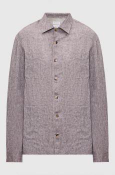 Коричневая рубашка из льна