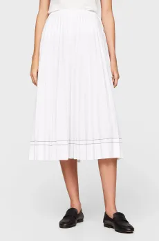 Женская белая плиссированная юбка COTTON STITCH PLEATED LONG Белый XS Tommy Hilfiger WW0WW40568