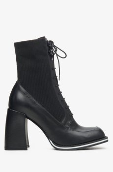 Черевики на підборах шкіряні чорні Estro ER00113864