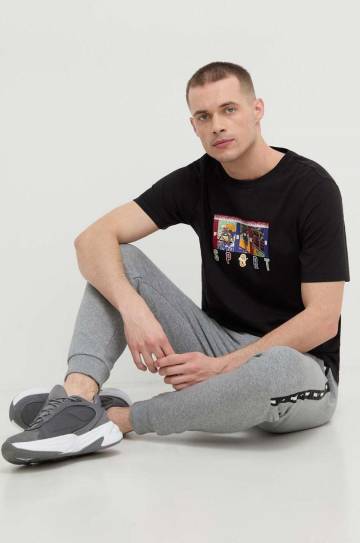 Хлопковая футболка Puma мужской цвет чёрный с принтом Хлопковая футболка Puma мужской цвет чёрный с принтом