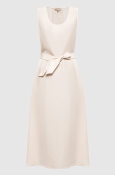Платье-миди цвета айвори с льном