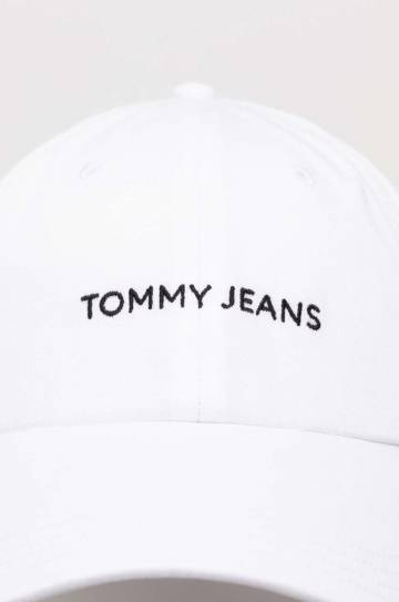 Хлопковая кепка Tommy Jeans цвет белый узор Хлопковая кепка Tommy Jeans цвет белый узор