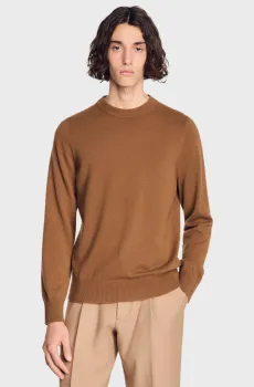 Мужской коричневый кашемировый джемпер Коричневый XL Sandro SHPTR00326_Dark Camel
