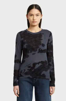 Женский темно-синий камуфляжный лонгслив Aop Синий L G-Star RAW D27103,E151