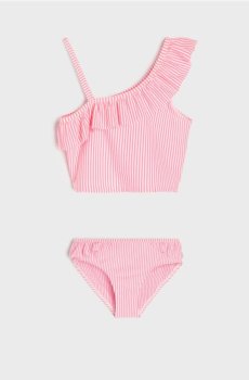 Двочастковий купальник з воланами на бретелях - рожевий
