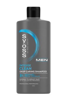 Мужской шампунь SYOSS Men Clean & Cool Shampoo для нормальных и жирных волос, c ментолом, 440 мл
