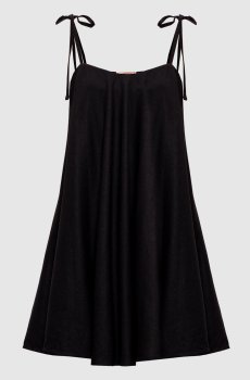 Черное платье мини с льном